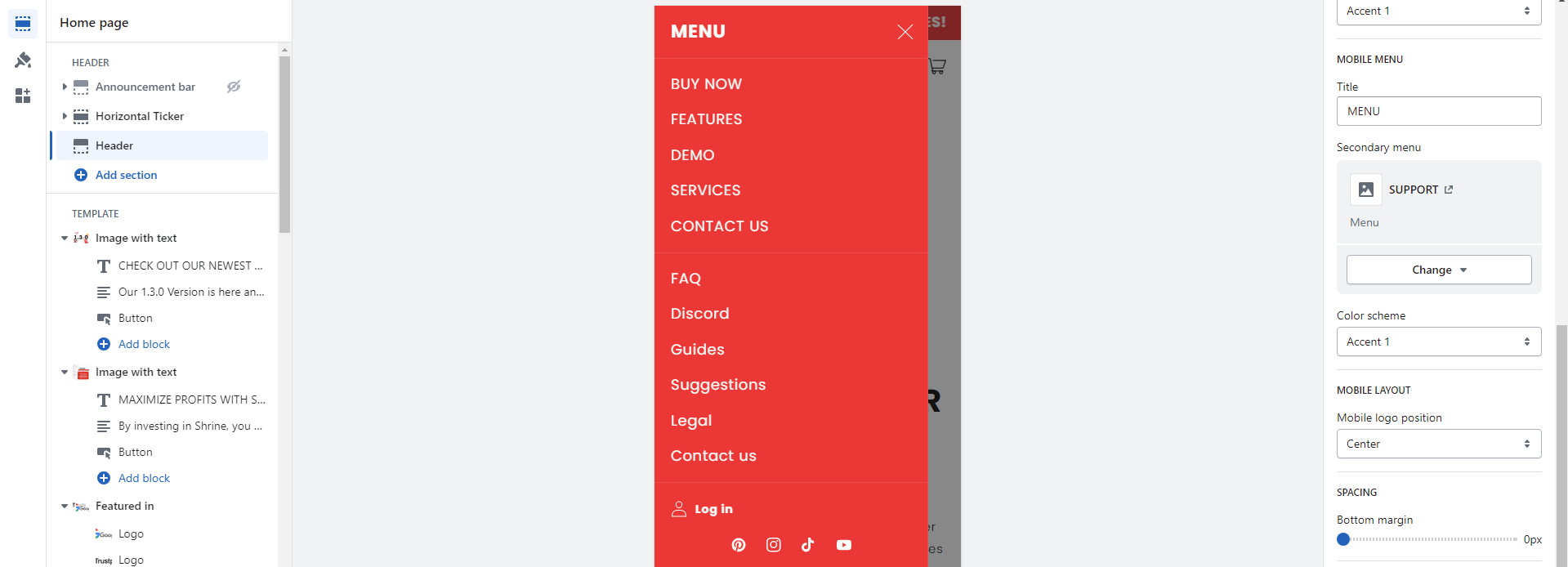 mobile menu